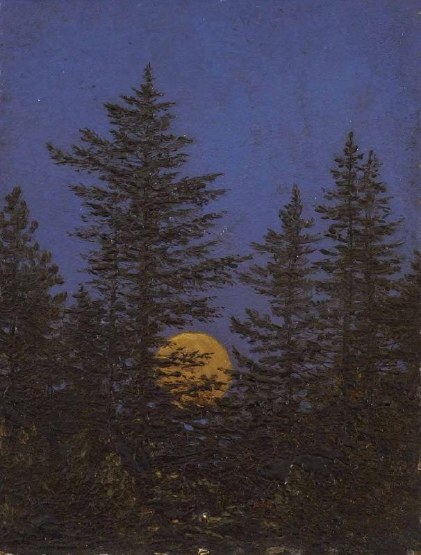 Carl Gustav Carus Aufgehender Vollmond hinter Tannen oil painting image